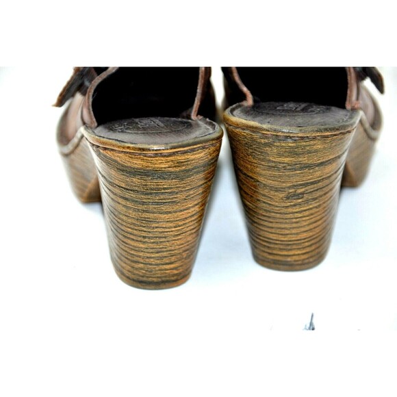 BORN b.o.c. Brown Leather Slip On Mules Clogs Women’s 9 / 40.5 Boho - Picture 5 of 7